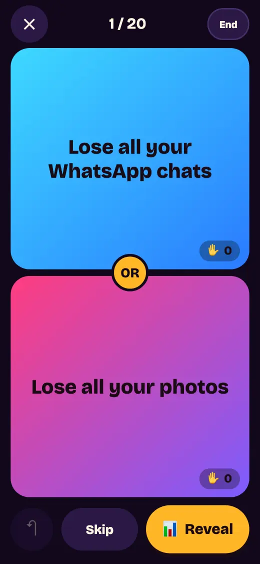 Would You Rather: lose all WhatsApp chats or lose all photos